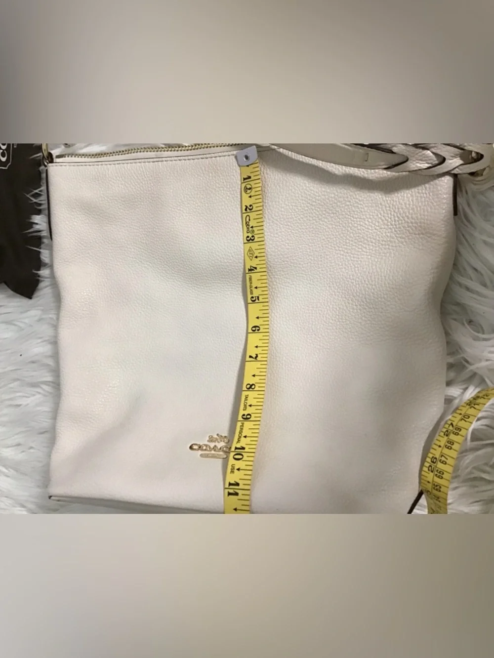 Coach Ivory  Chalk Leather Abby Duffle Shoulder Bag EUC Dustbag